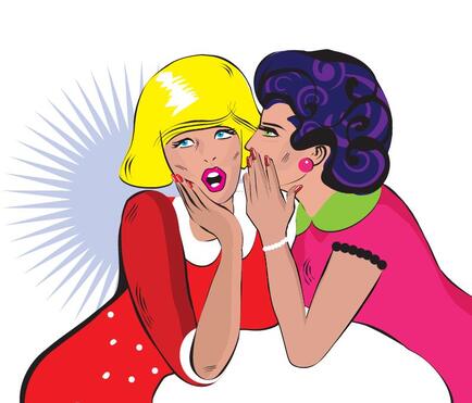 Graphic two women whispering